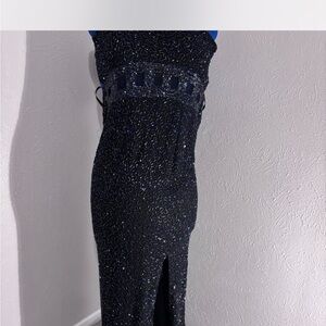 American Vintage Embellished Backless Gown Blue